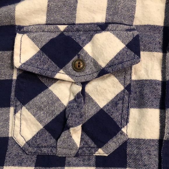 TRUE RELIGION Fleece Long Sleeve Navy White Plaid Western Button Down Shirt XL - Picture 7 of 12